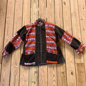 Vintage 1970s Handmade Corduroy & Woven Wool Coat - Nepal Nepalese - Warm